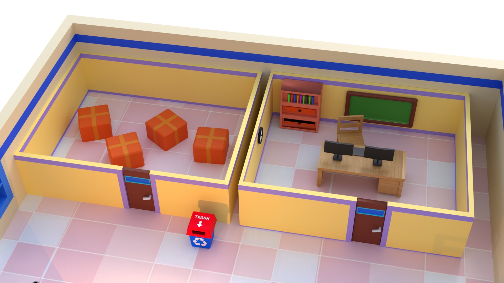 game ready  casual pizza cafe hotel management game assets  Low-poly 3D model_2