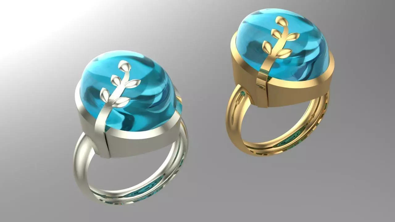 Teal topaz ring 3D print model