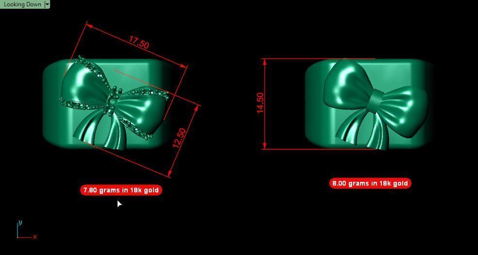2 part bowtie rings 3D print model_8