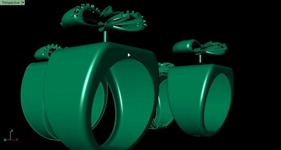 2 part bowtie rings 3D print model_3