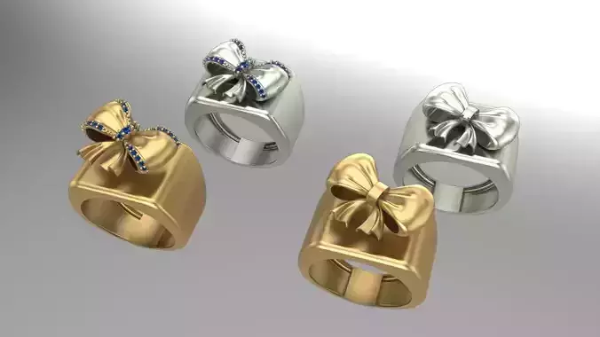 2 part bowtie rings 3D print model