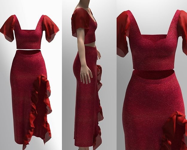 Ruffled Red Set 3D model