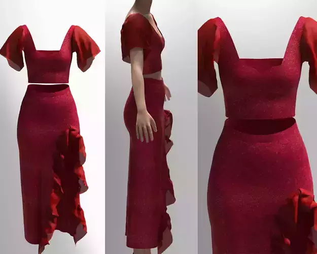 Ruffled Red Set 3D model