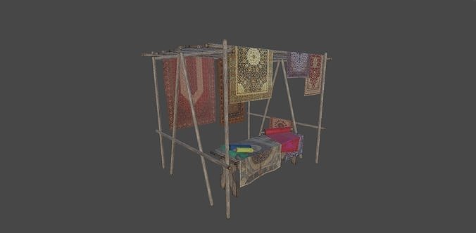 Medieval Textile Bazaar Shop Low-poly 3D model