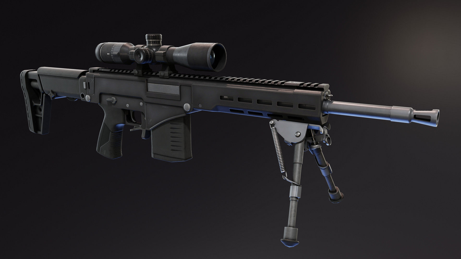 Chukavin SVch Sniper Rifle Low-poly 3D model_3