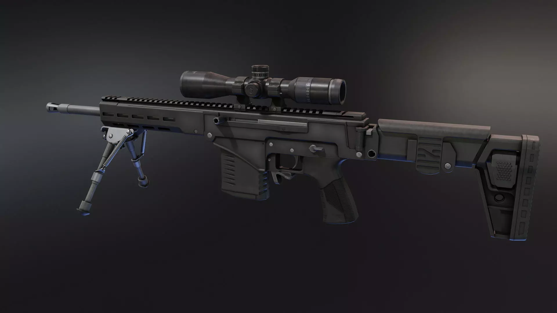 Chukavin SVch Sniper Rifle Low-poly 3D model_0