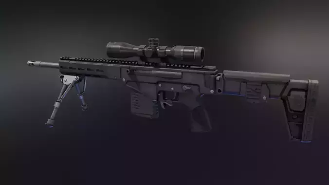 Chukavin SVch Sniper Rifle Low-poly 3D model