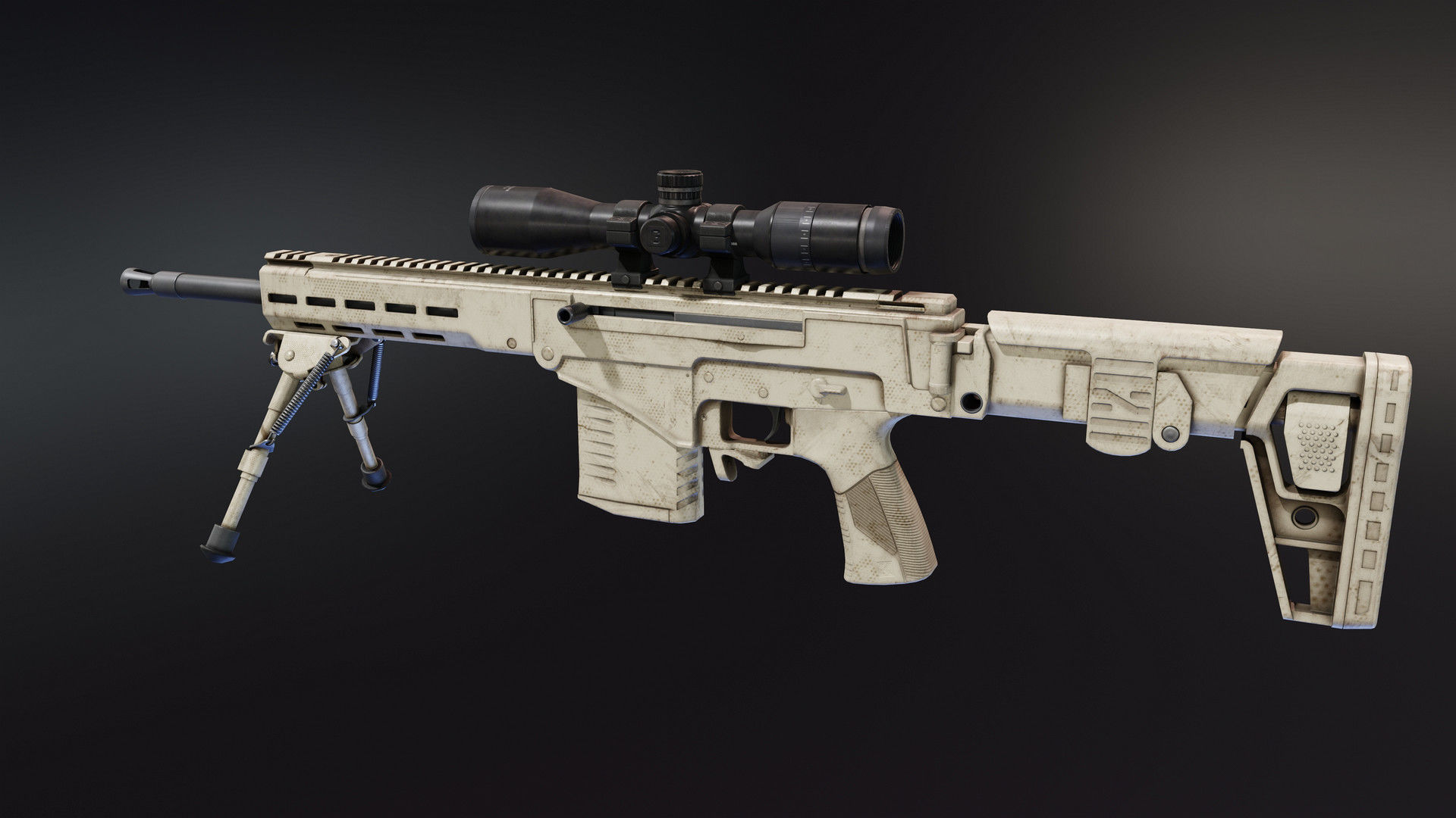 Chukavin SVch Sniper Rifle Low-poly 3D model_1