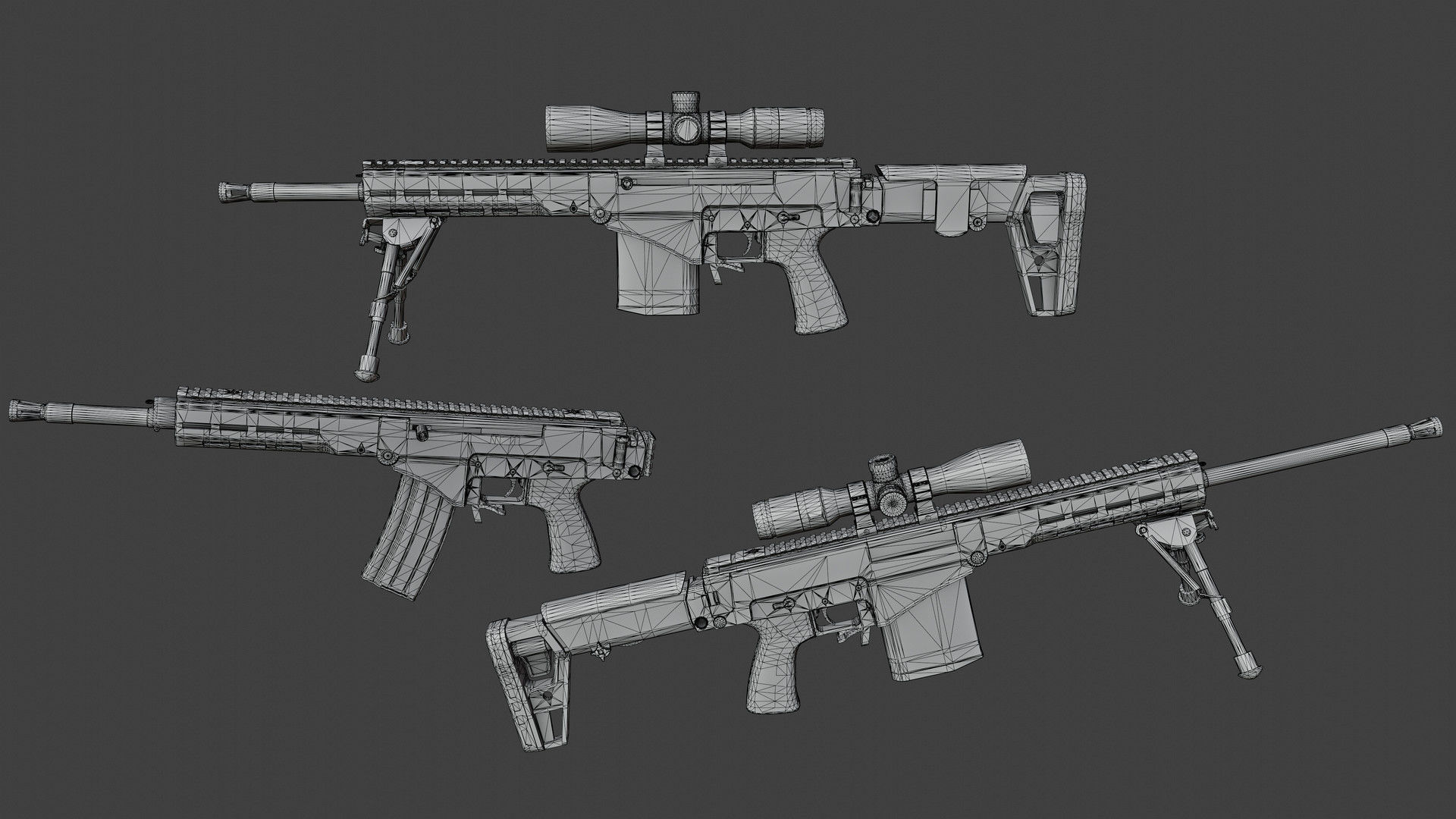 Chukavin SVch Sniper Rifle Low-poly 3D model_14