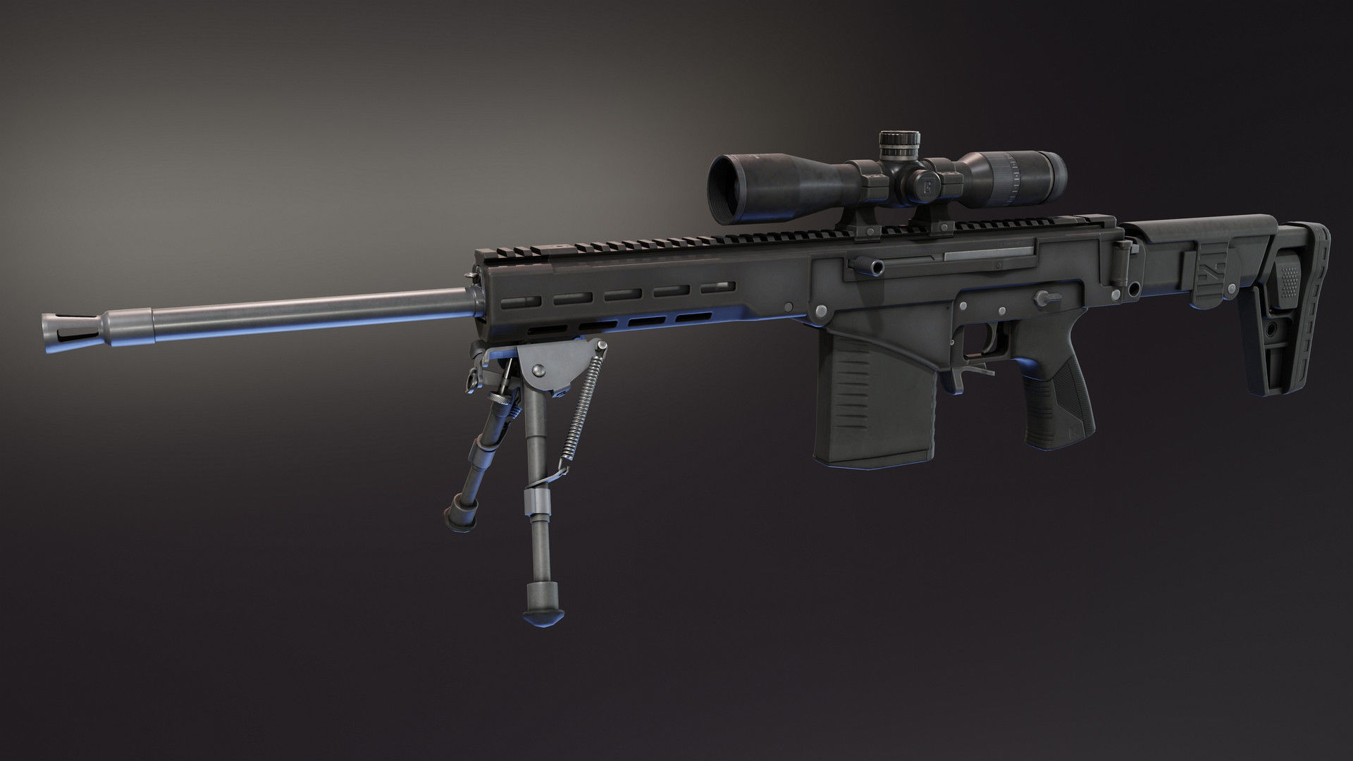 Chukavin SVch Sniper Rifle Low-poly 3D model_10