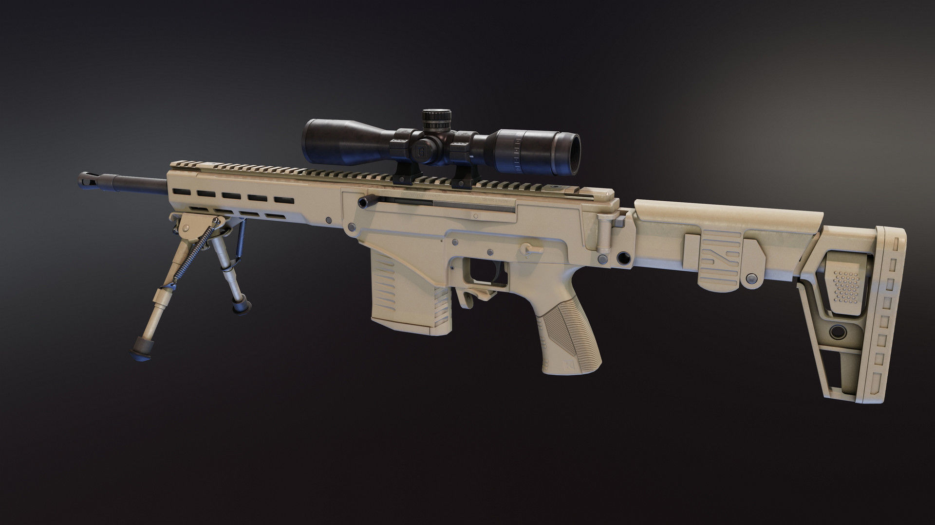 Chukavin SVch Sniper Rifle Low-poly 3D model_2