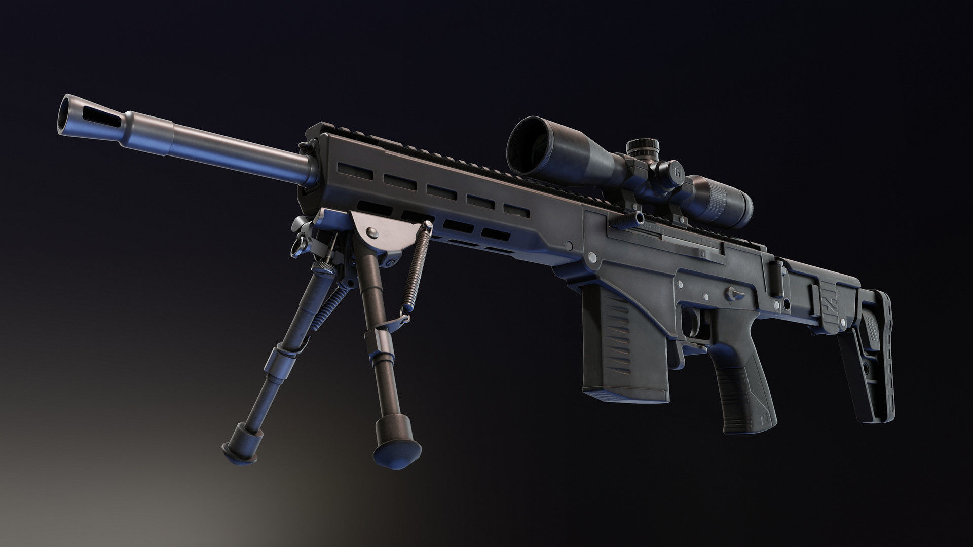 Chukavin SVch Sniper Rifle Low-poly 3D model_6