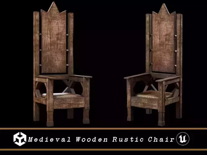 Medieval Wooden Rustic Chair Low-poly 3D model Medieval Wooden Rustic Chair Low-poly 3D model