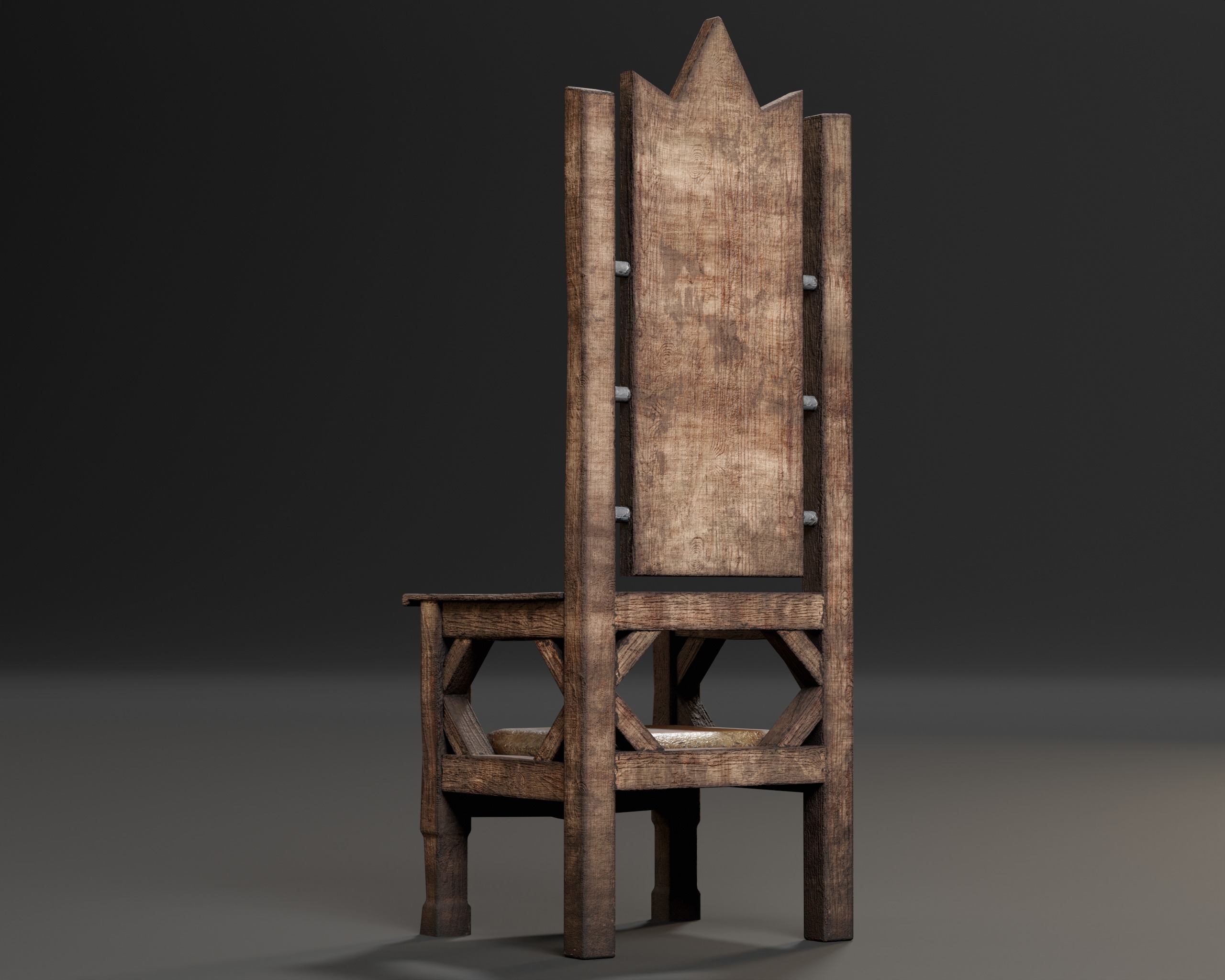 Medieval Wooden Rustic Chair Low-poly 3D model_14