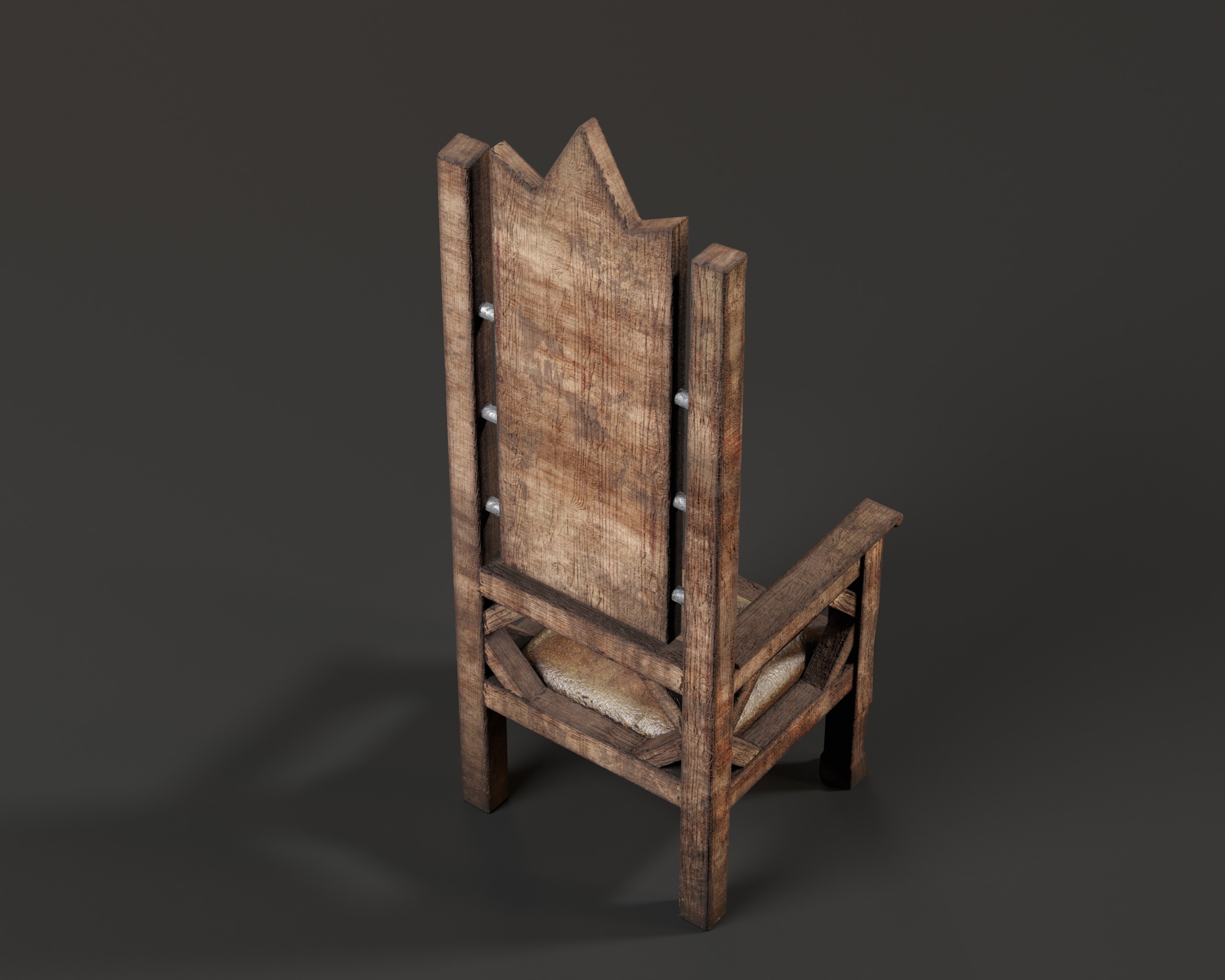 Medieval Wooden Rustic Chair Low-poly 3D model_16