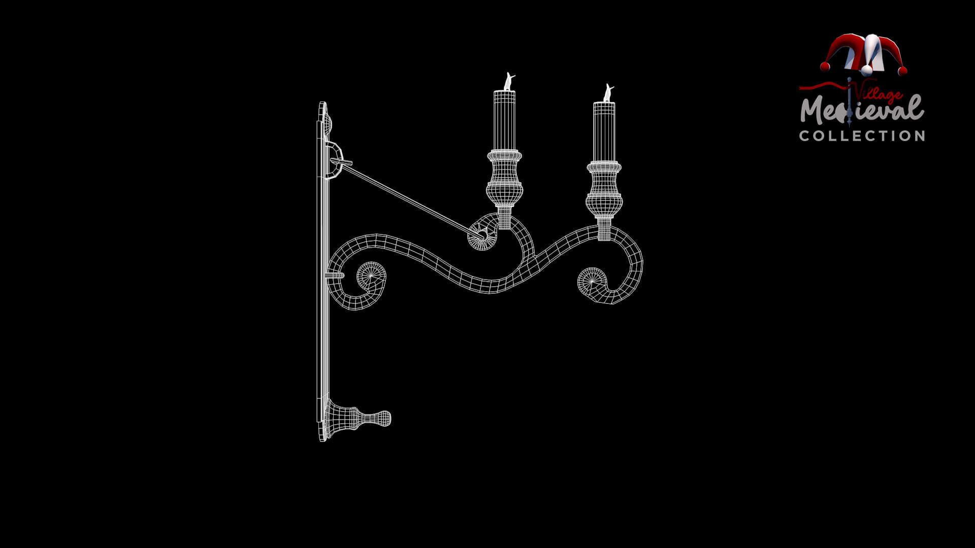 Medieval Wall Ilighting Hor 3D model_2