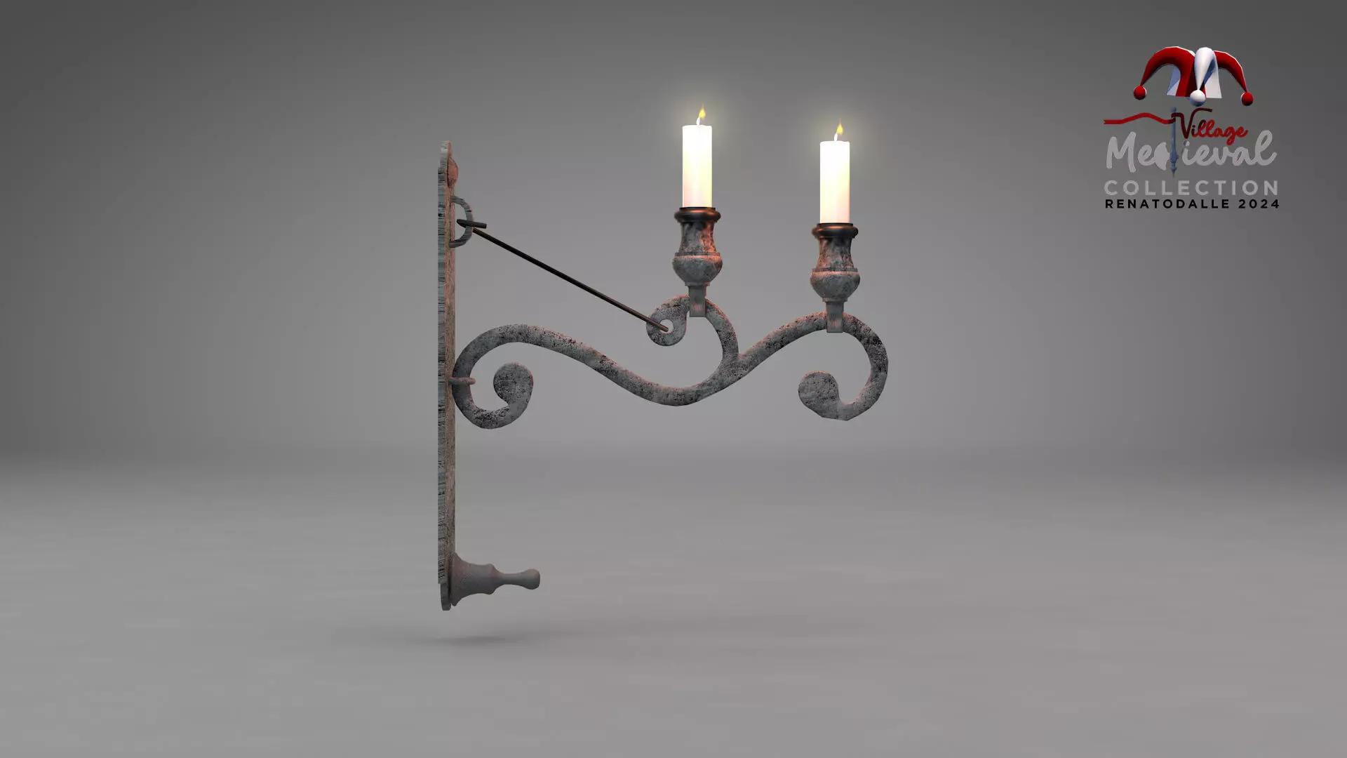 Medieval Wall Ilighting Hor 3D model_0