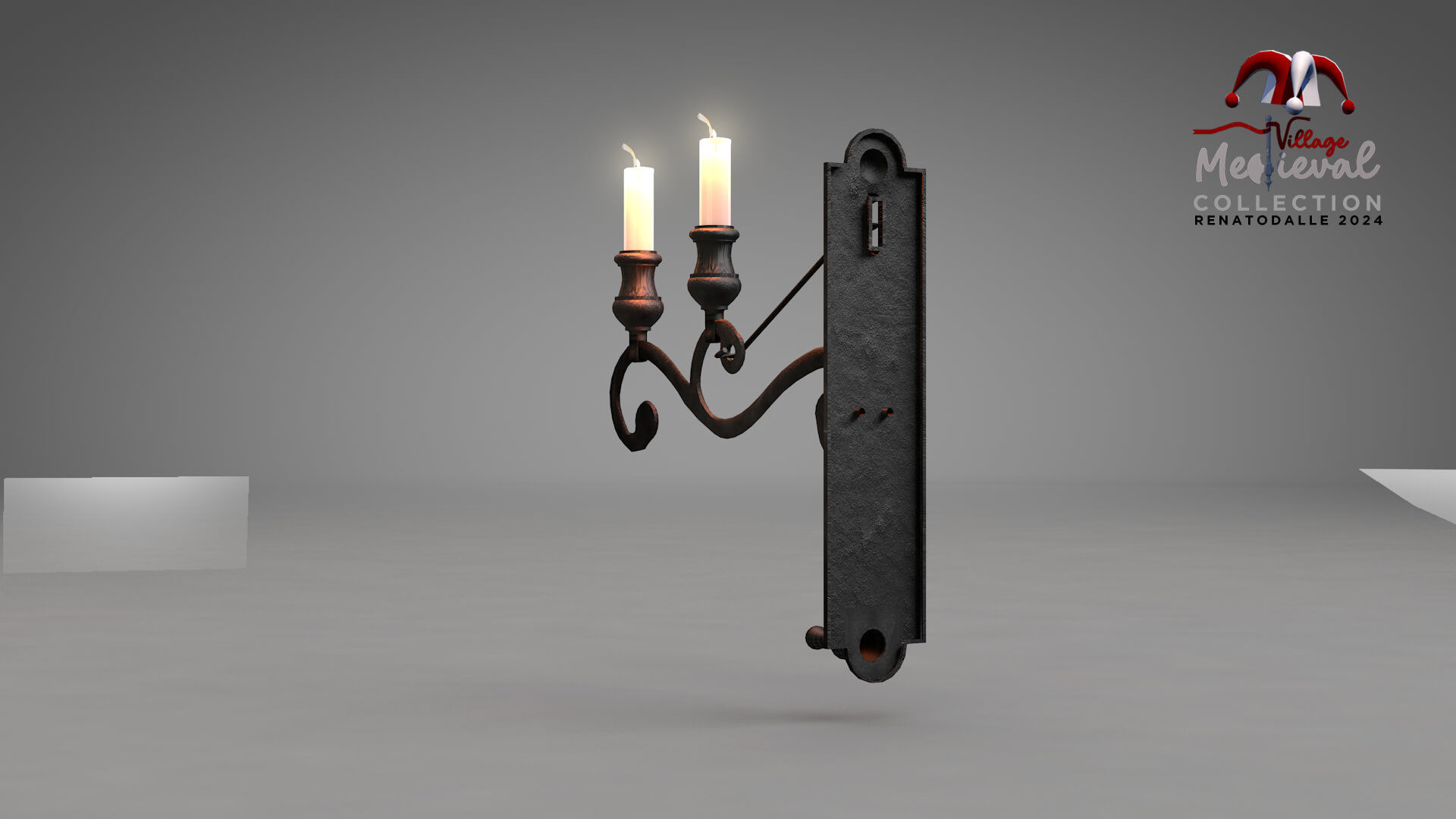 Medieval Wall Ilighting Hor 3D model_7