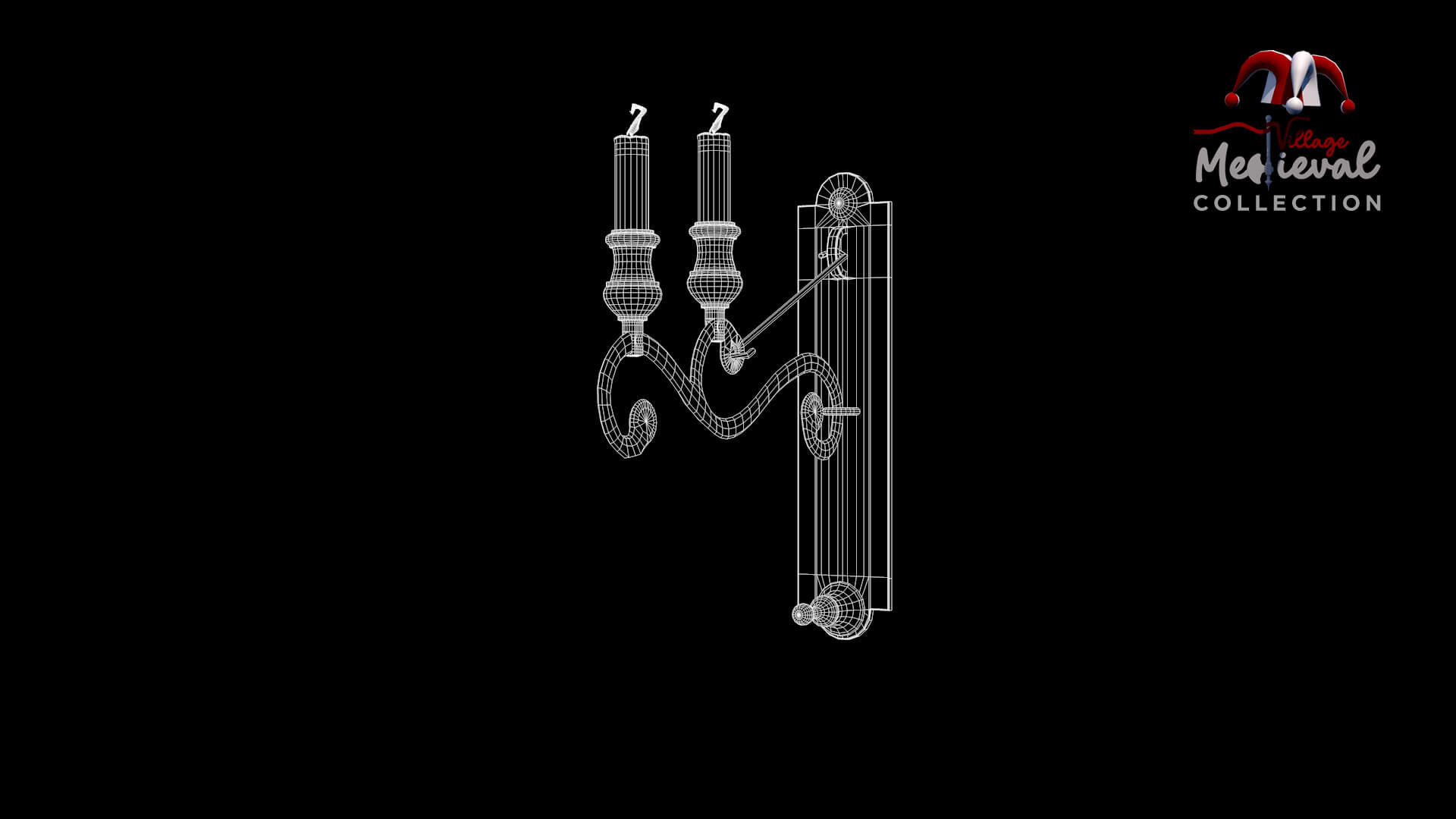 Medieval Wall Ilighting Hor 3D model_6