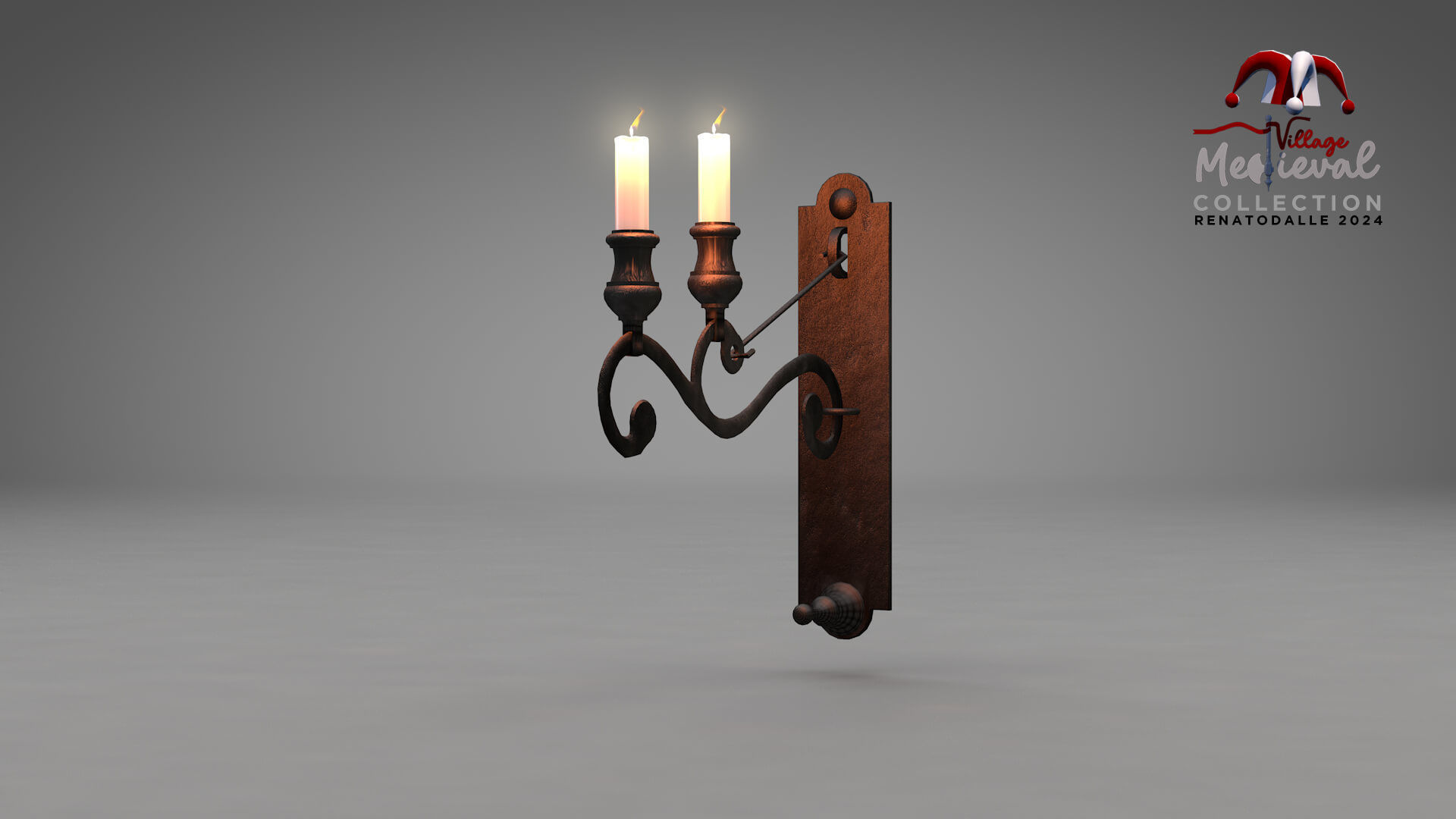 Medieval Wall Ilighting Hor 3D model_5