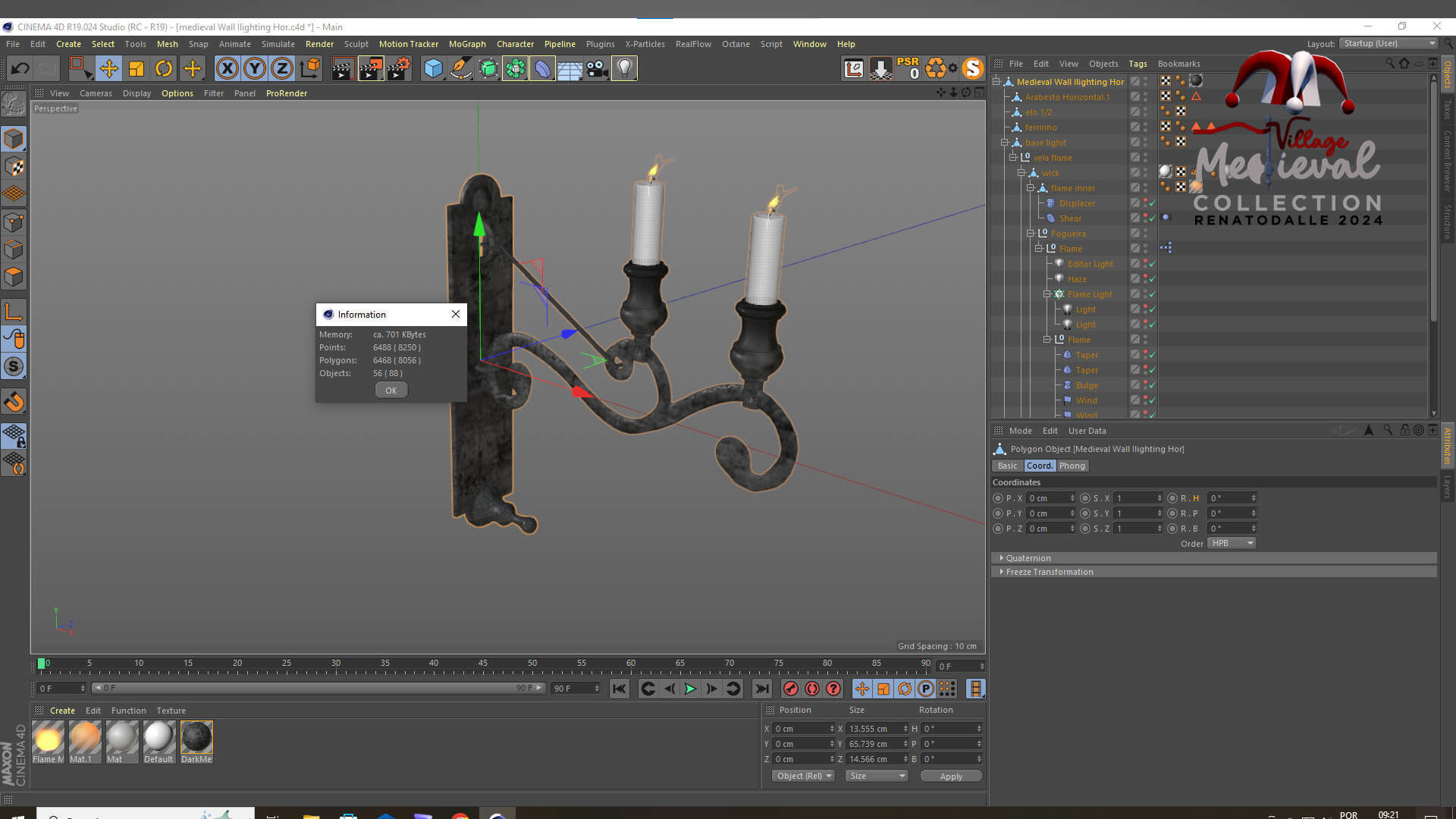Medieval Wall Ilighting Hor 3D model_8