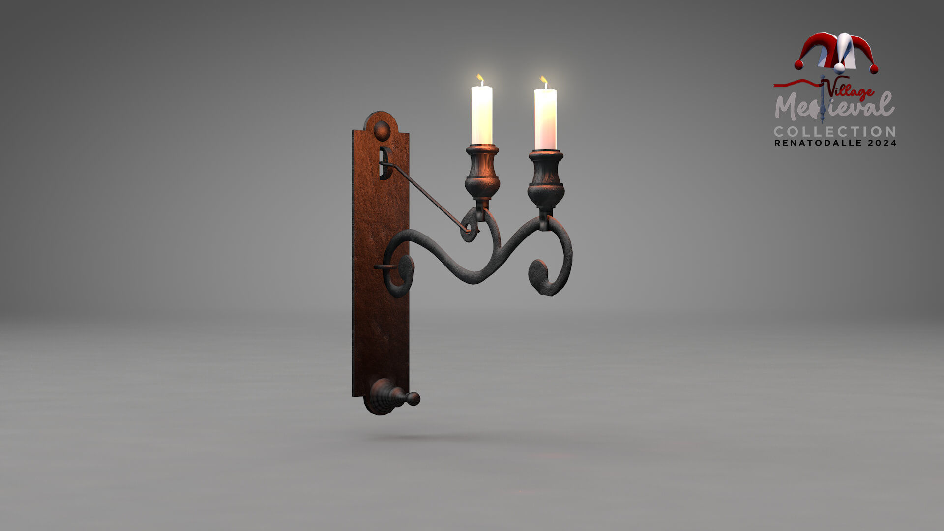 Medieval Wall Ilighting Hor 3D model_3
