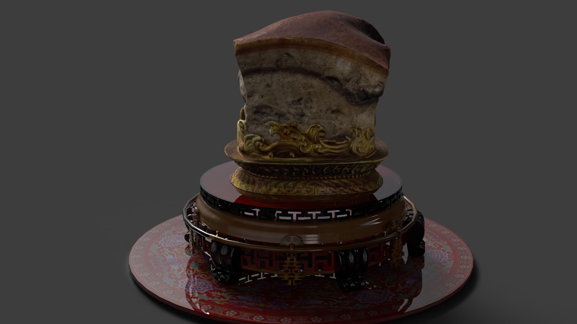 Chinese meat shape stone 3D model_6