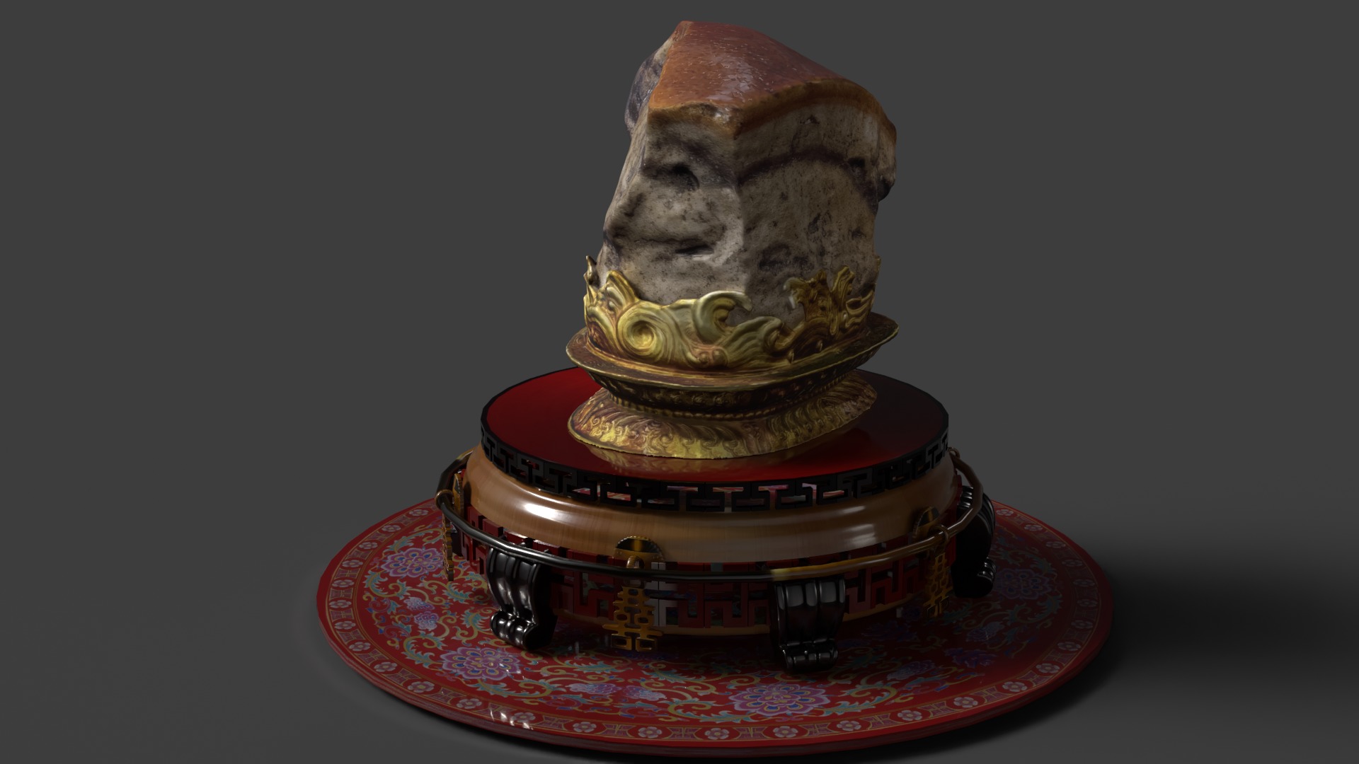 Chinese meat shape stone 3D model_2