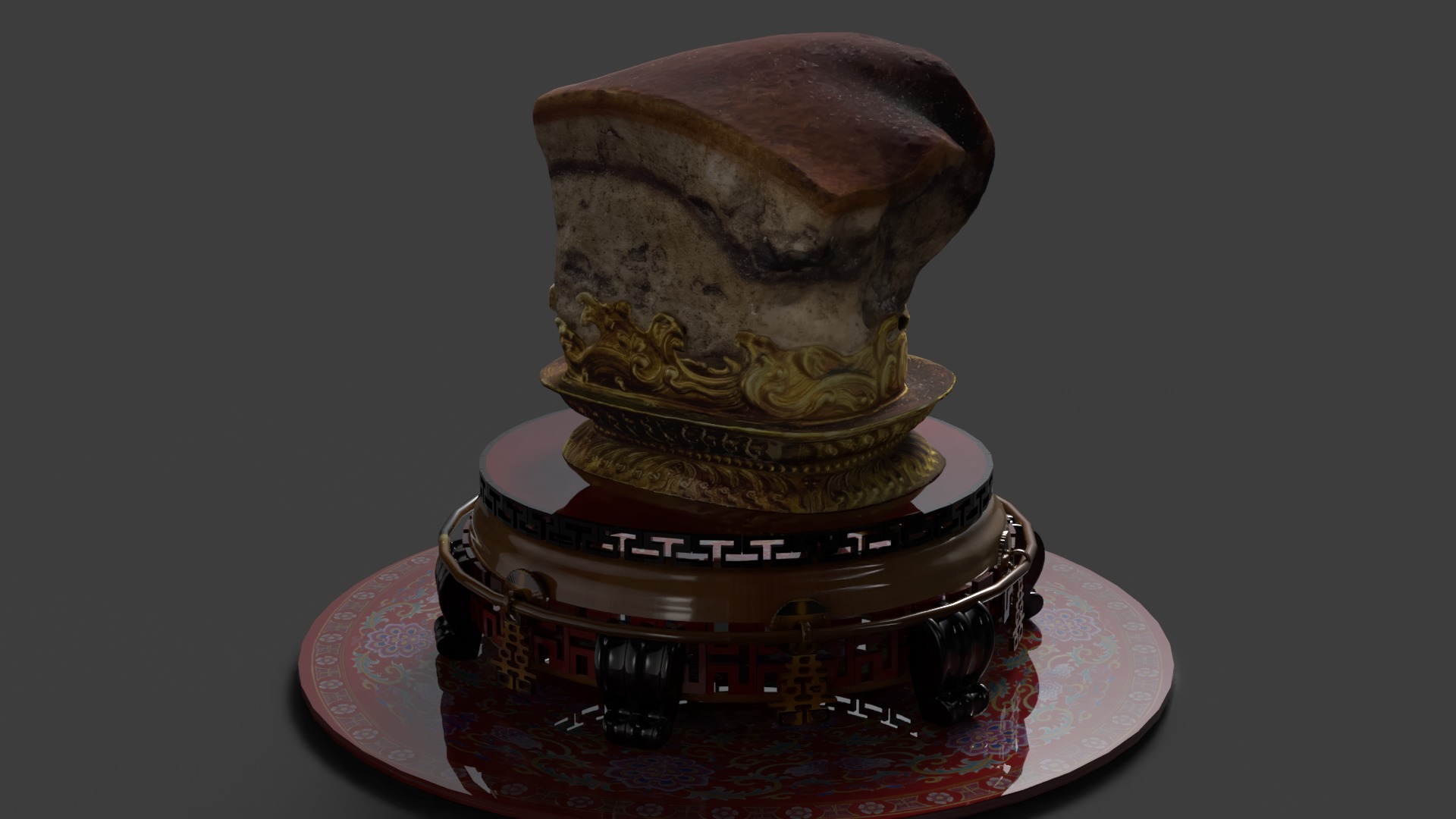 Chinese meat shape stone 3D model_9
