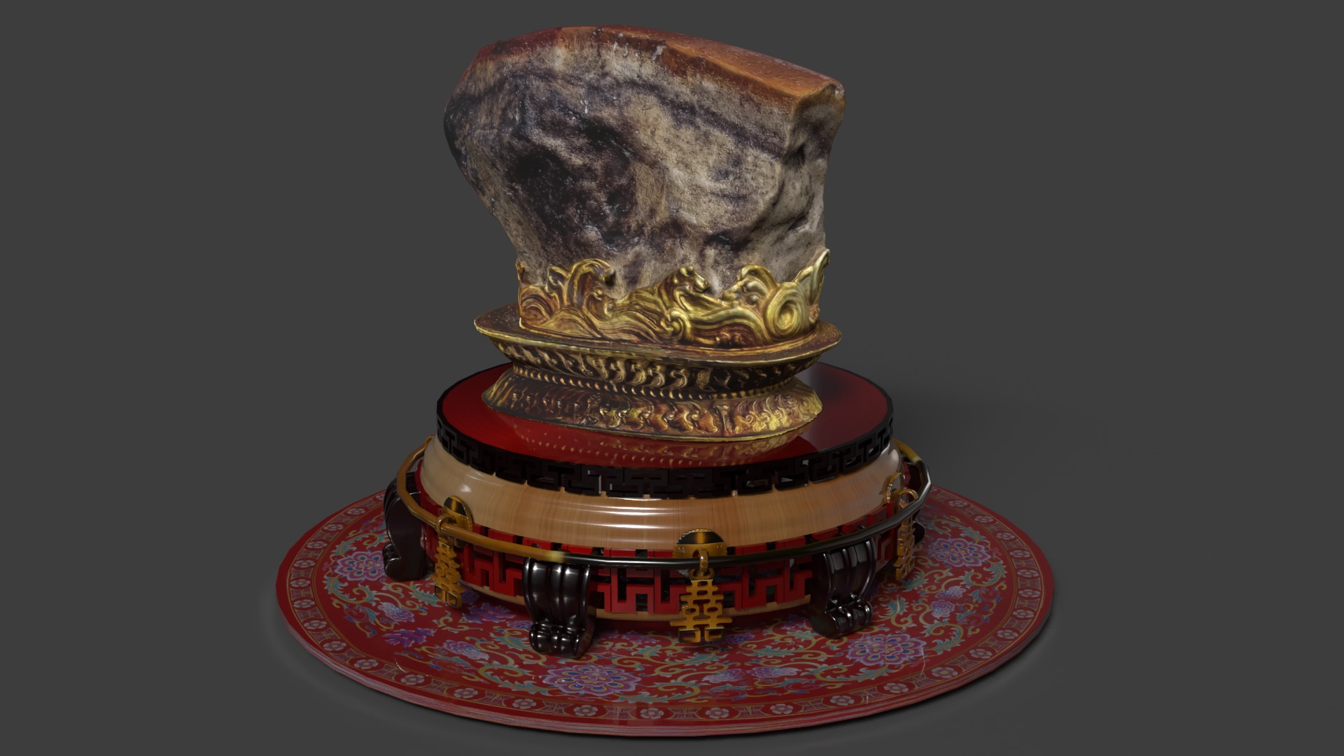 Chinese meat shape stone 3D model_12