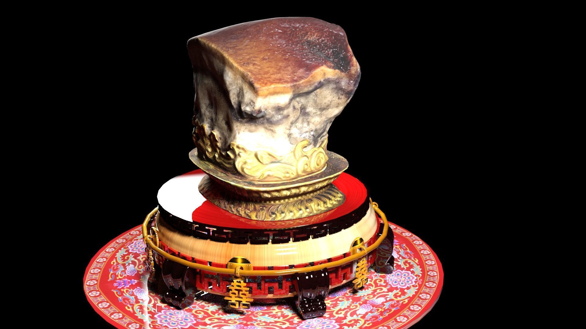 Chinese meat shape stone 3D model_3