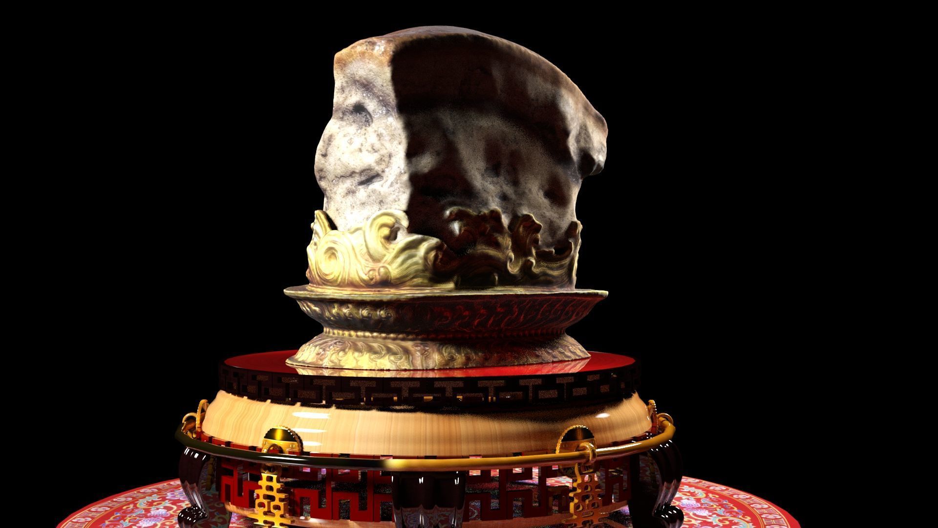 Chinese meat shape stone 3D model_8