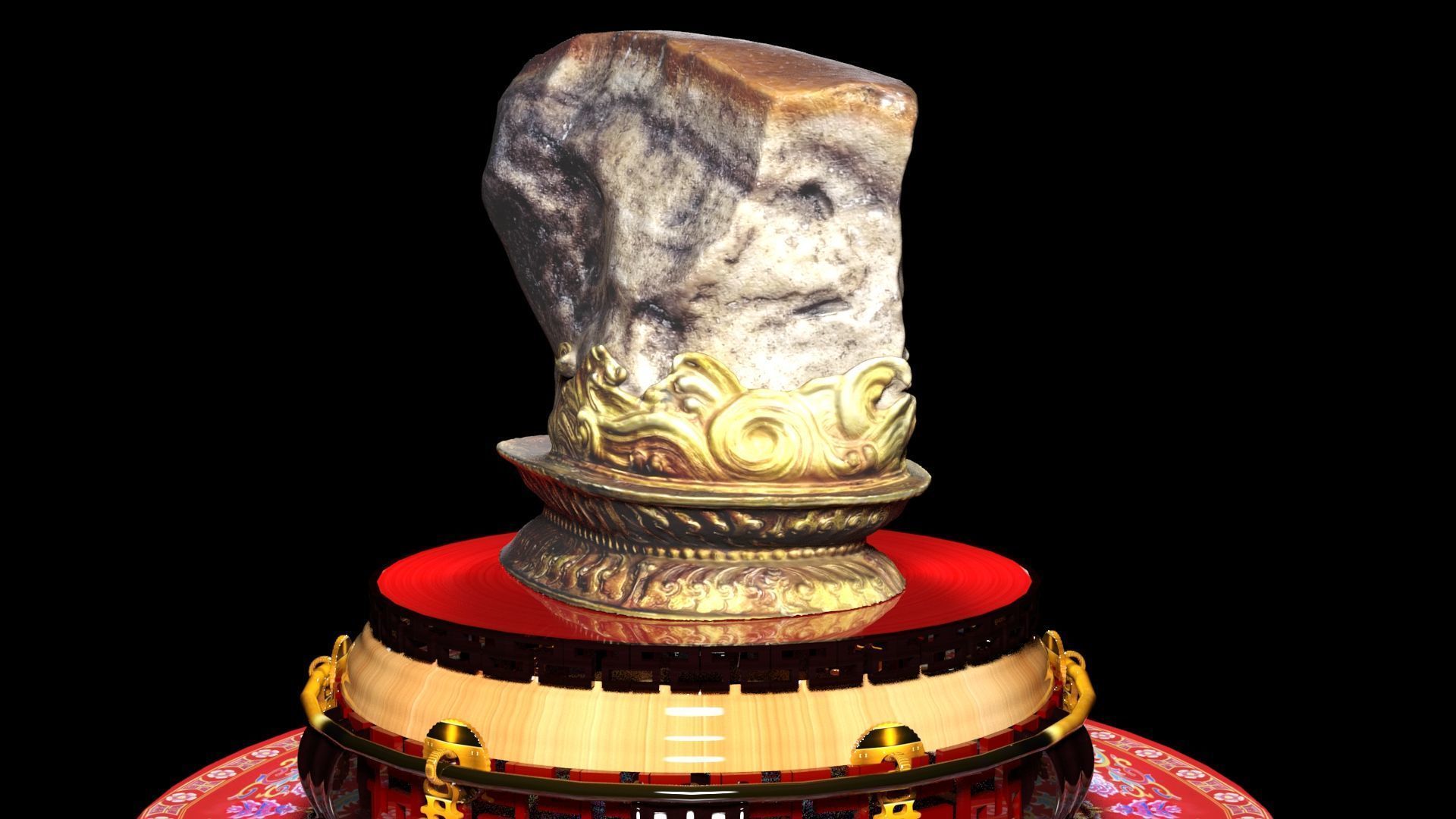 Chinese meat shape stone 3D model_7