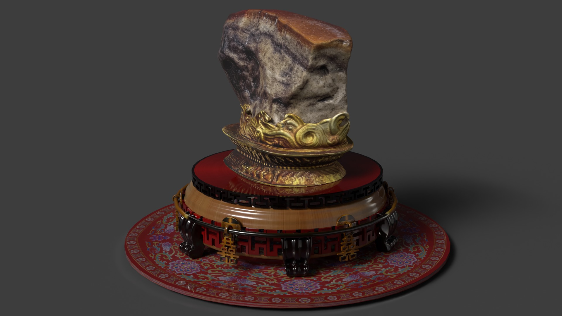 Chinese meat shape stone 3D model_4