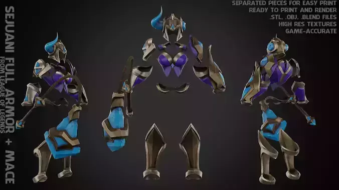 League of Legends Sejuani Full Armor and Mace for Cosplay 3D Model Collection League of Legends Sejuani Full Armor and Mace for Cosplay 3D Model Collection