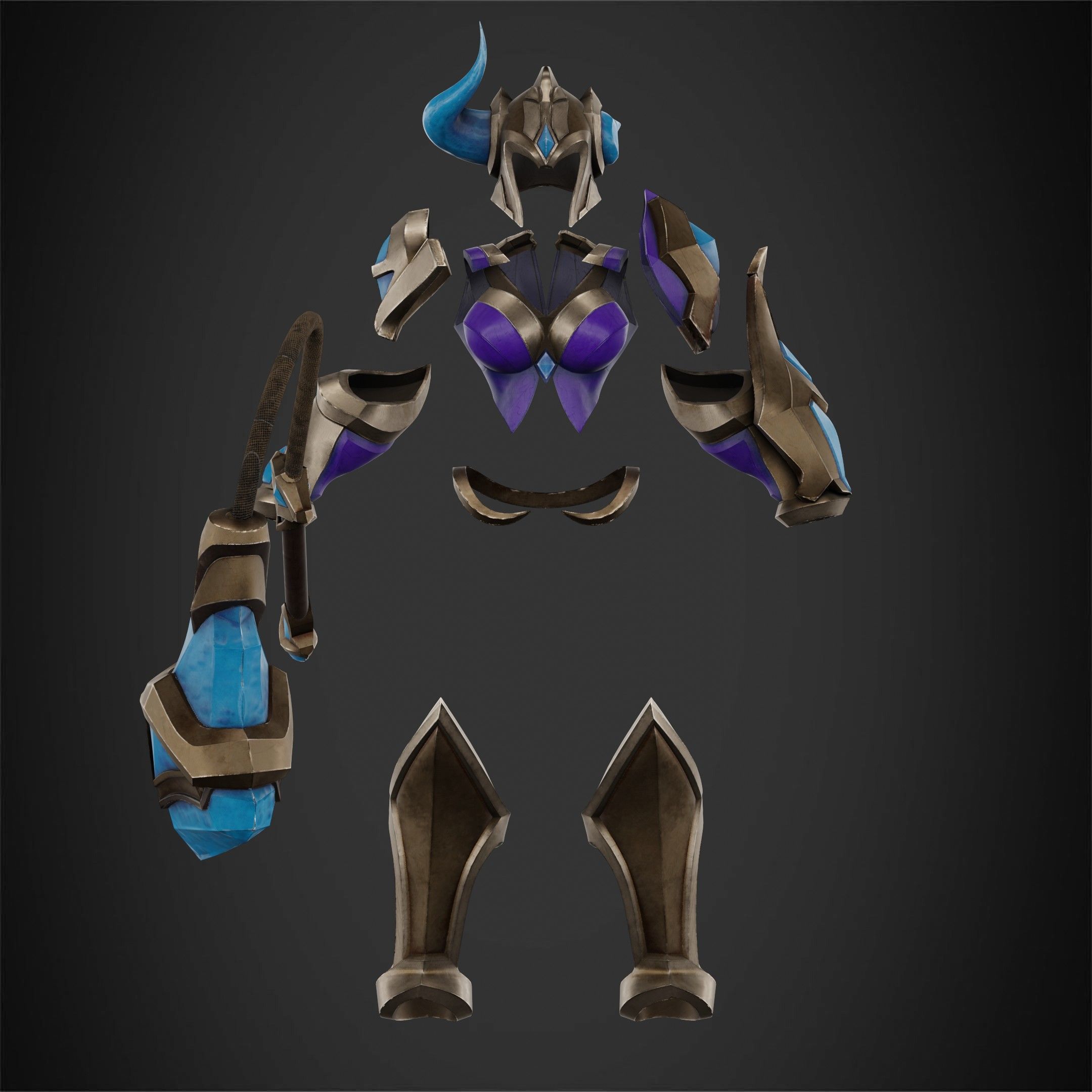 League of Legends Sejuani Full Armor and Mace for Cosplay 3D Model Collection_9