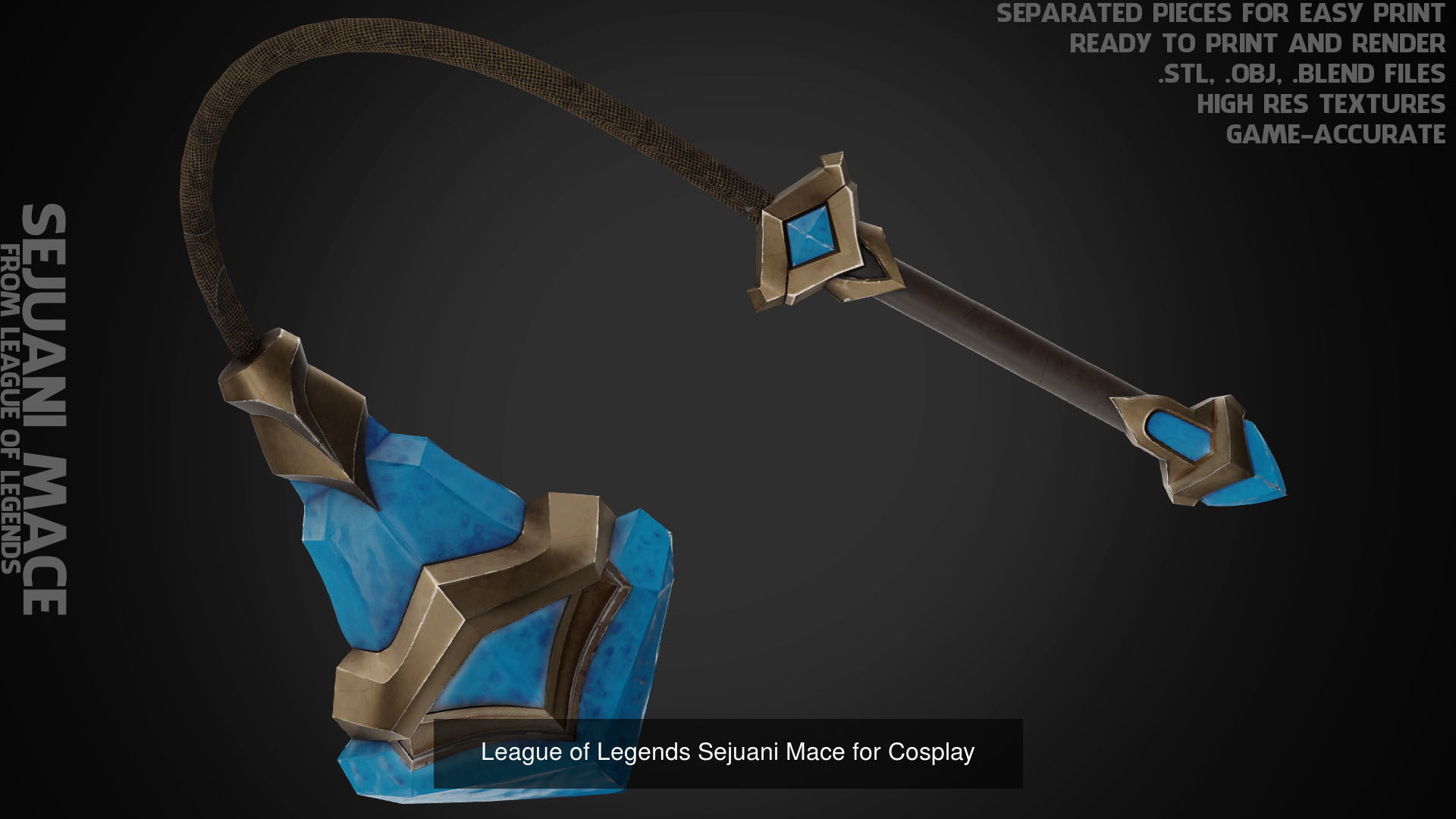 League of Legends Sejuani Full Armor and Mace for Cosplay 3D Model Collection_8