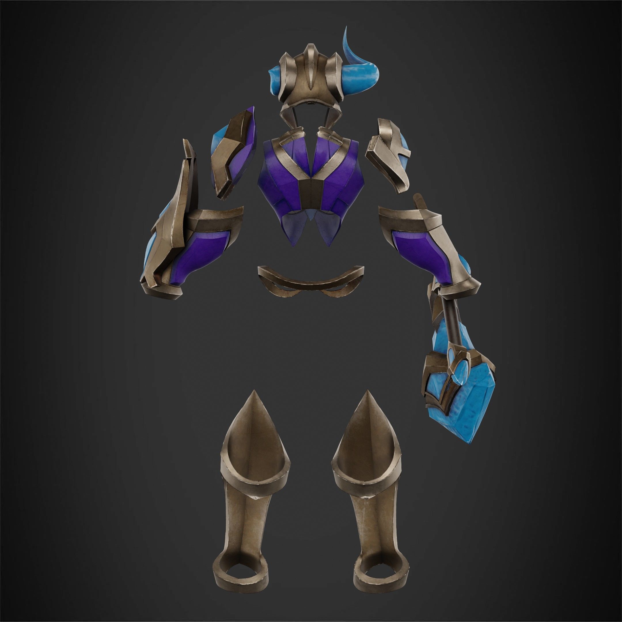 League of Legends Sejuani Full Armor and Mace for Cosplay 3D Model Collection_13