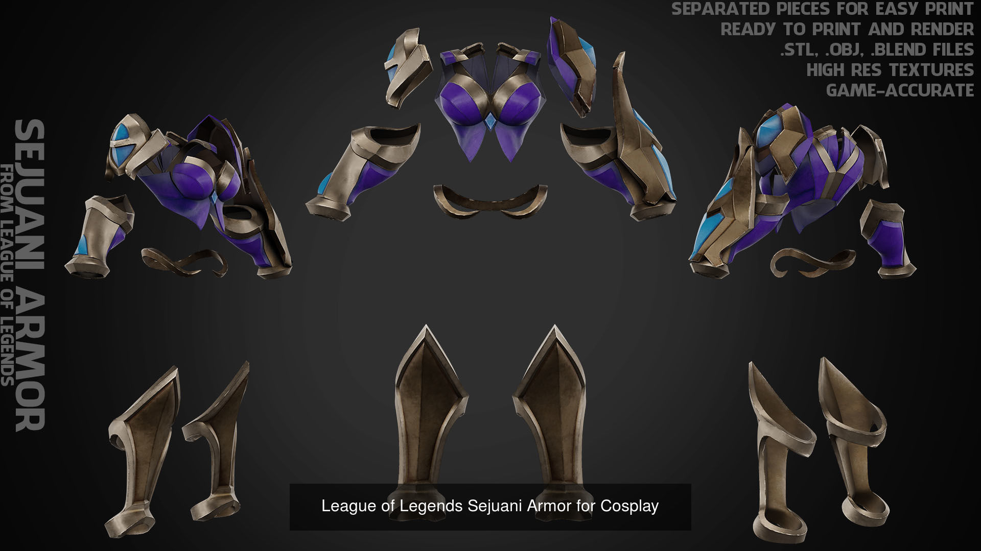 League of Legends Sejuani Full Armor and Mace for Cosplay 3D Model Collection_7