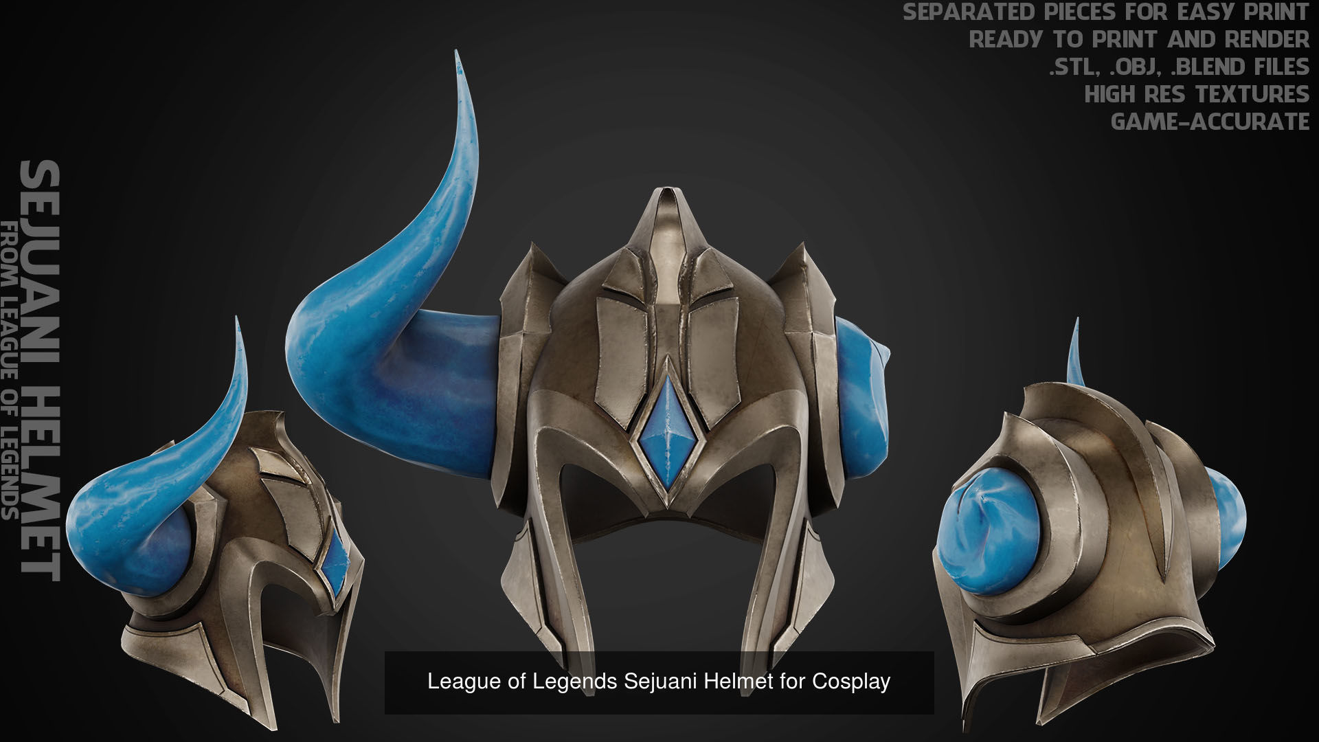 League of Legends Sejuani Full Armor and Mace for Cosplay 3D Model Collection_6