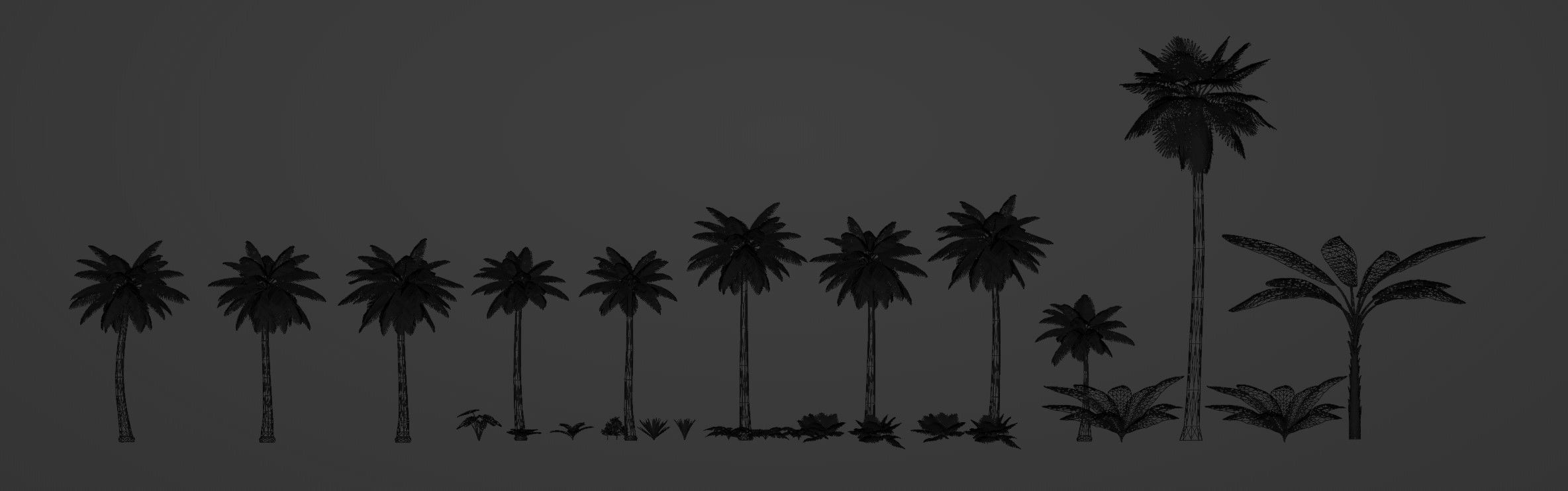 Tropical Plants Pack 10 Types No Transparency Low-Spec Friendly 3D model_4