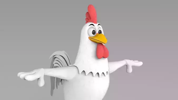 White Rooster Low and High Poly