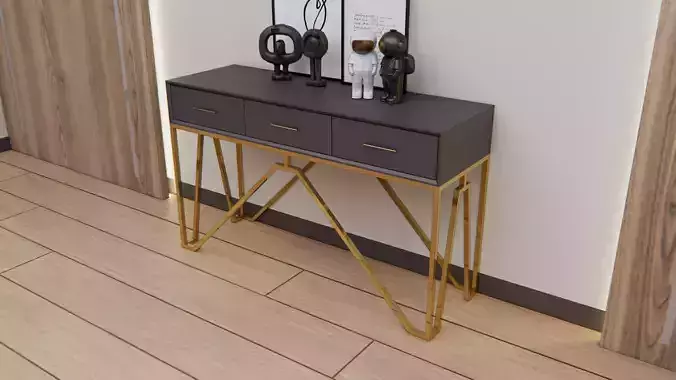 Console table minimalist with sainless legs