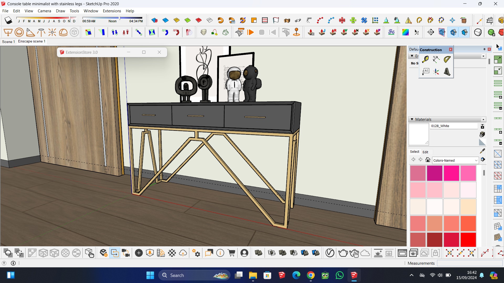 Console table minimalist with sainless legs Free 3D model_3