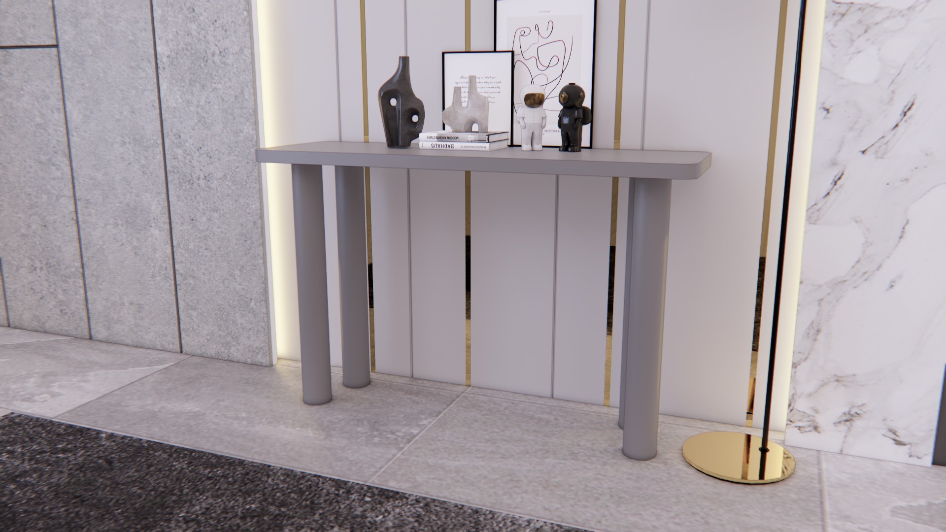 Foyer console table  3D model_2