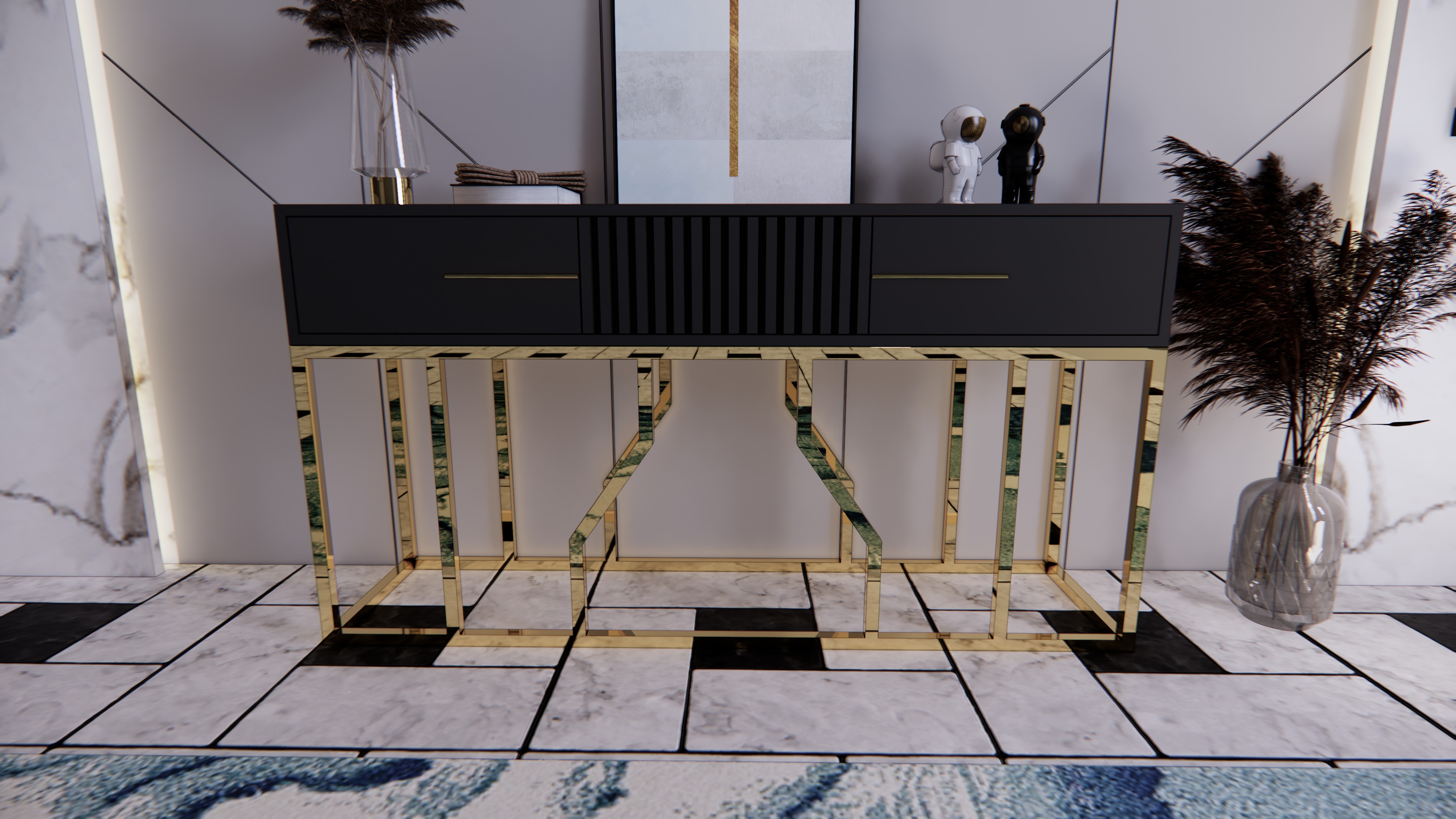 Console table minimalist 160 x 45 x 85 cm 3D model_2