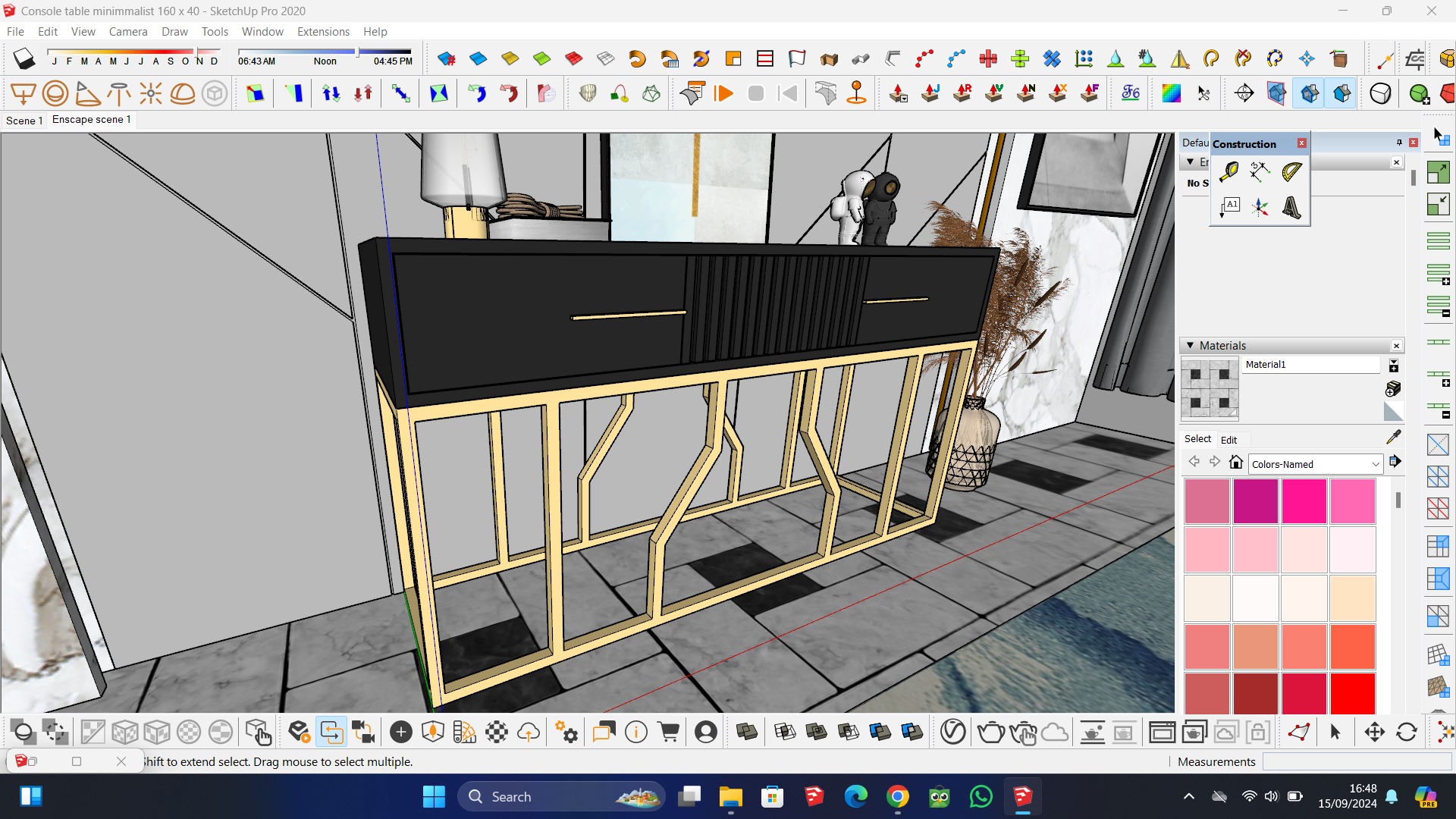 Console table minimalist 160 x 45 x 85 cm 3D model_4