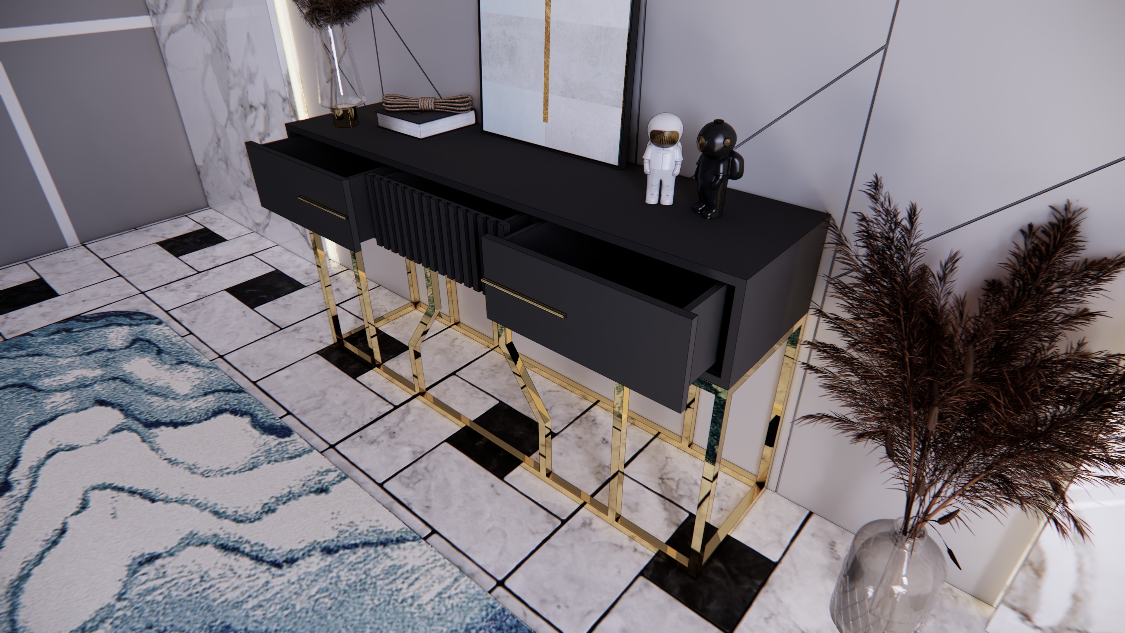 Console table minimalist 160 x 45 x 85 cm 3D model_1