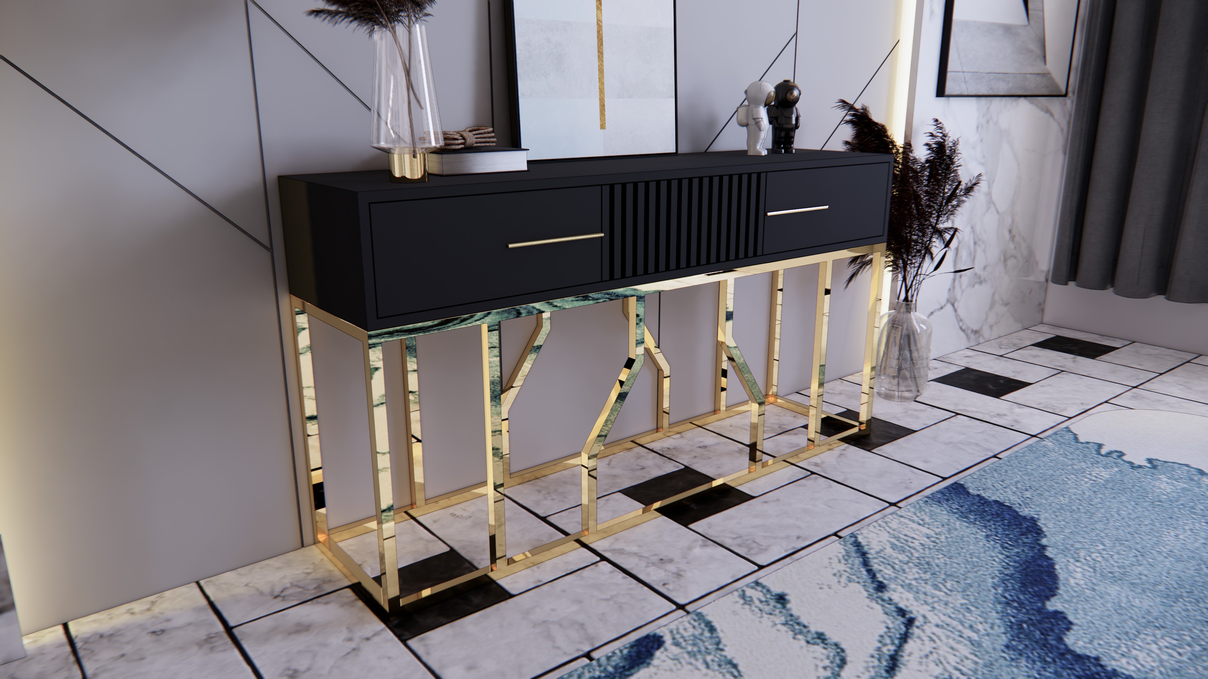 Console table minimalist 160 x 45 x 85 cm 3D model_3