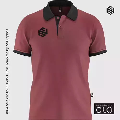 NS-Sencillo SS Polo T-Shirt Template for CLO 3D